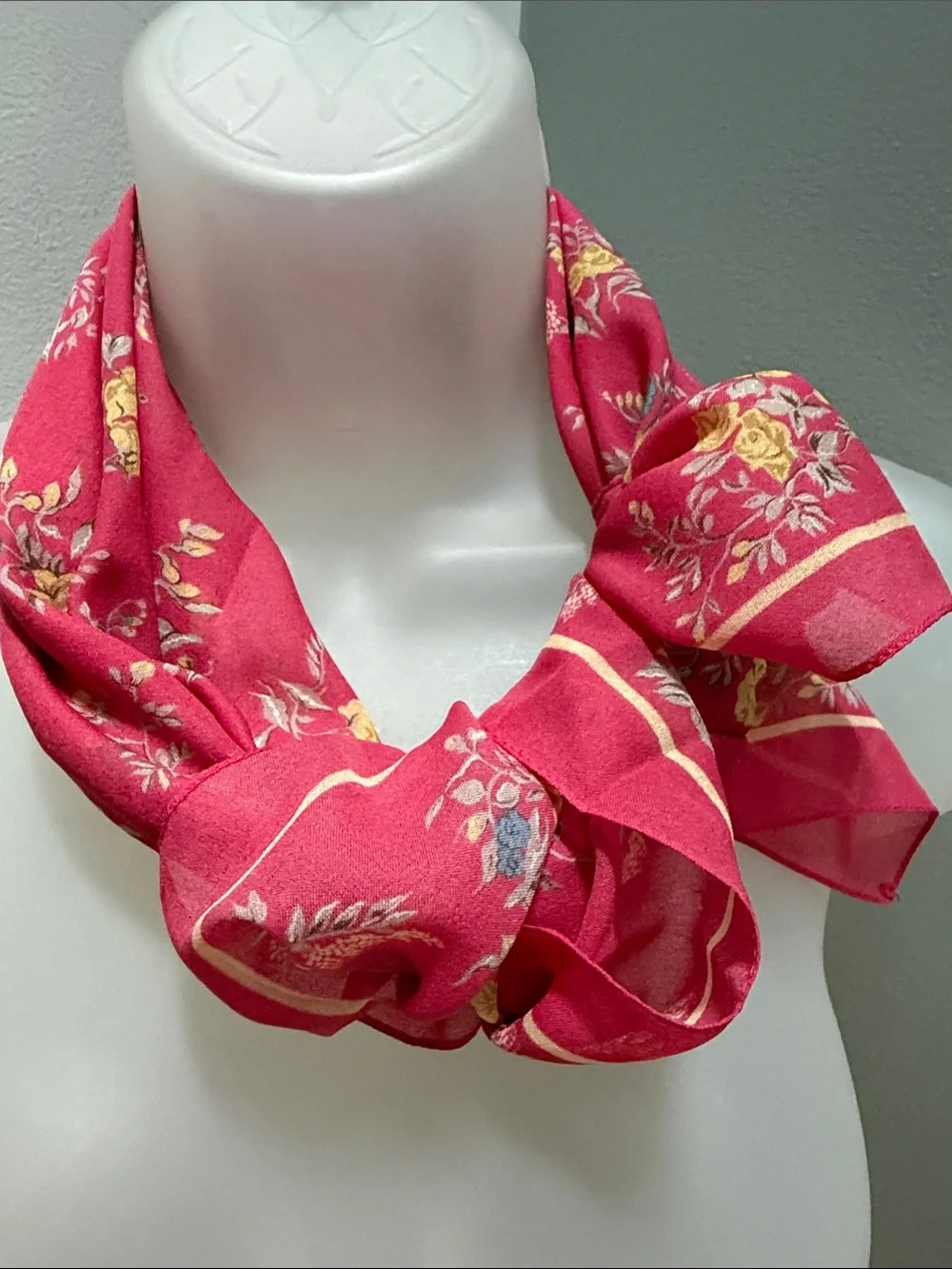 Vintage GAP Floral Scarf Made in Italy Coral Red Yellow Gold Floral Print Y2K